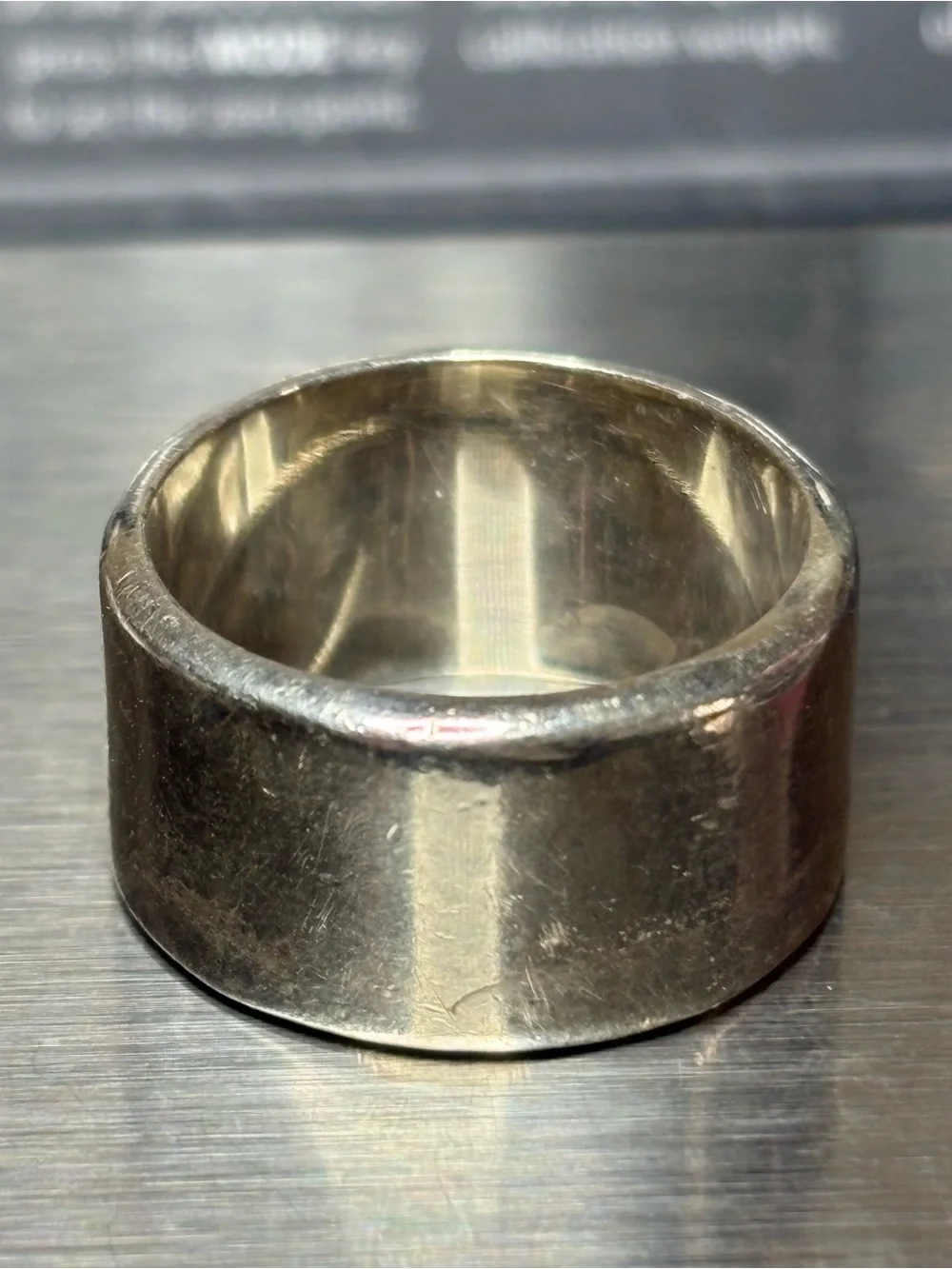 Wide Silver Band Ring Size 7-  9.61 gr.